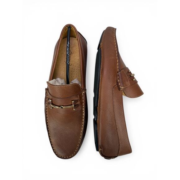 Massimo Matteo Bit Driver Loafer Mens 11 Cognac Leather Moccasin Slip On Luxury